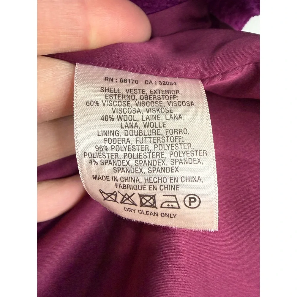 Elevenses Peplum Jacket Women 4 Wool‎ Button Front Anthropologie PURPLE FEMININE